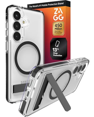 ZAGG Santa Cruz Snap Samsung Galaxy S26 Case with Kickstand - Black, Magnetic Crystal Clear Protective Phone Cover, 13ft Drop Protection, Graphene Reinforced, Slim Case with Stand - color: Black, size: Samsung Galaxy S26