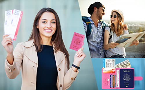 Passport Holder Cover Wallet RFID Blocking, Travel Essentials | Leather Card Case, Travel Accessories for Women Men, Apple green - color: Apple green