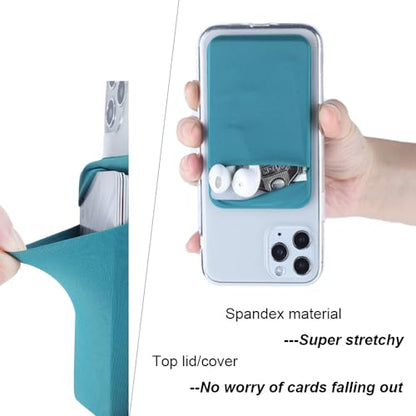 Fulgamo Phone Wallet Stick on,Card Holder for Phone Case,Phone Card Holder - color: 2Black,1Teal Green