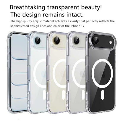 for iPhone 17 Air Clear Case, Compatible with MagSafe, Magnetic Phone Case, Shockproof Military-Grade Protection，Upgraded [Anti-Yellowing](Transparent MagSafe, iPhone 17 air) - color: Transparent Magsafe, size: iPhone 17 Air