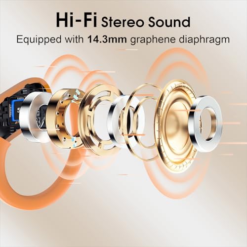 Aptkdoe Wireless Earbuds 75H Bluetooth 5.4 Sport Headphones with Earhooks - color: Cosmic Orange