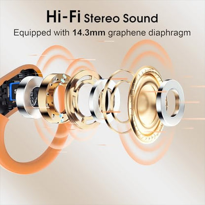 Aptkdoe Wireless Earbuds 75H Bluetooth 5.4 Sport Headphones with Earhooks - color: Cosmic Orange
