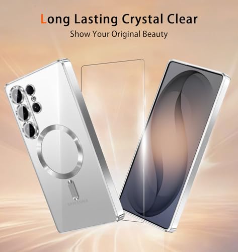 Magnetic for Samsung Galaxy S26 Ultra Case with 2X Screen Protector & Full Camera Cover,Fit with MagSafe,Plating Soft Glossy Luxury Shockproof Women Girls Phone Cases for Galaxy S 26 Ultra ,Sliver - color: Sliver-S26 Ultra