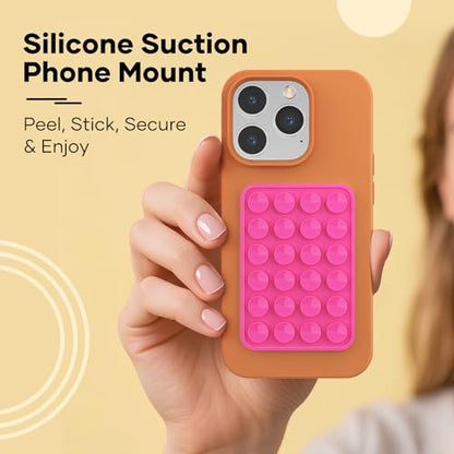 Silicone Phone Sticky Grip, Suction Phone Case Mount for iPhone and Android, Hands-Free Sticky Cell Phone Grip, Mobile Fidget Mirror Holder for Selfies and Videos - color: Bubblegum Bliss（Pink）