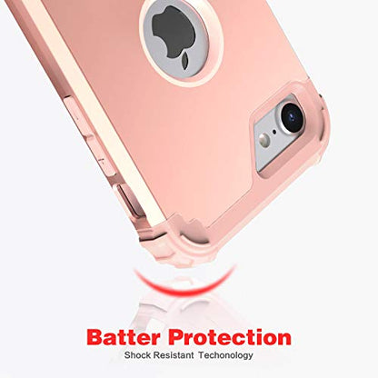 IDweel for iPhone 8 Case with Tempered Glass Screen Protector, for iPhone 7 Case, 3 in 1 Shockproof Slim Hybrid Heavy Duty Hard PC Cover Soft Silicone Bumper Full Body Case, Rose Gold - color: Rose Gold