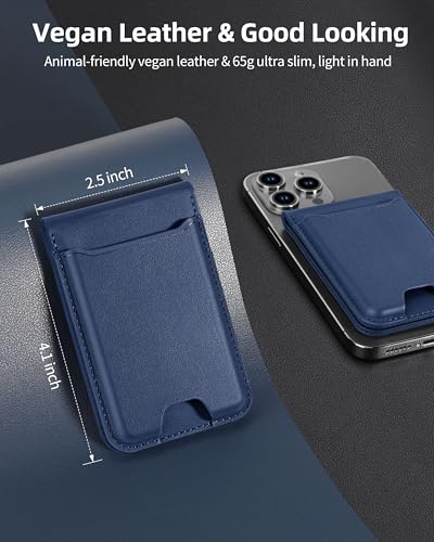 For Magsafe Wallet Stand, 6 Cards Holder, RFID Blocking | Strongest Magnetic Wallet for iPhone 17/16/15/14/13/12 Series, Magnetic Card Holder, ID Window, Vegan Leather, Navy Blue - color: Navy Blue