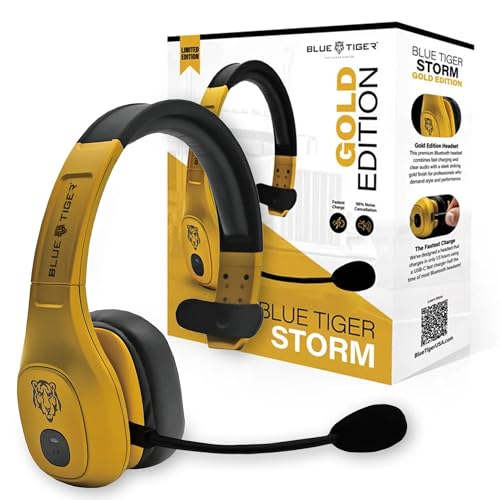 Blue Tiger Storm Gold- Wireless Trucker Bluetooth Headset with Mic - color: Gold, style: Storm Gold