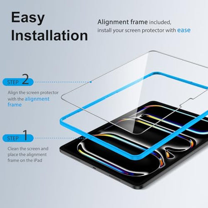 SPARIN Screen Protector for iPad Pro 11 Inch M5/M4 (6th/5th Generation) | 2+2 Pack, Camera Lens Protector, Tempered Glass, Alignment Frame, Case Friendly, Apple Pencil Compatible - size: iPad Pro 11 6th/5th