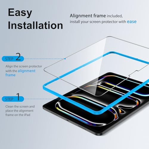 SPARIN Screen Protector for iPad Pro 11 Inch M5/M4 (6th/5th Generation) | 2+2 Pack, Camera Lens Protector, Tempered Glass, Alignment Frame, Case Friendly, Apple Pencil Compatible - size: iPad Pro 11 6th/5th
