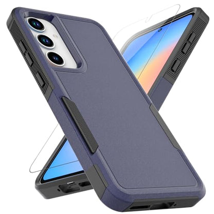 for Samsung Galaxy A35 5G Case: Dual Layer Protective Heavy Duty Cell Phone Cover Shockproof Rugged with Screen Protector - Military Protection Bumper Tough - Samsung Galaxy A35 5G 2024, Blue - color: Navy Blue (PC) + Black (TPU)