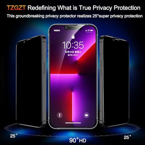 TZGZT Privacy Screen Protectors for iPhone 13 Pro Max, Tempered Glass,HD - color: iPhone 13 Pro Max-3+3Pack-Black