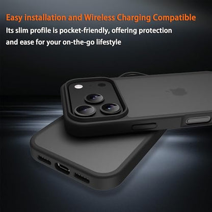 for iPhone 17 pro max Case Translucent Matte Phone Cover, [10 FT Military Grade Drop Protection] Slim Durable Shockproof Protective Bumper (Black, iPhone 17 pro max) - color: Black, size: iPhone 17 Pro Max