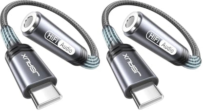 JSAUX USB C to 3.5mm AUX Audio Adapter for iPhone 17/15, Galaxy S25, Grey (Pack of 2) - color: Grey, size: 1 x 0.6ft (Pack of 2)