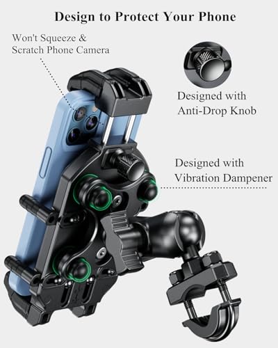 BRCOVAN Motorcycle Phone Mount Holder with Vibration Dampener & Secure Lock