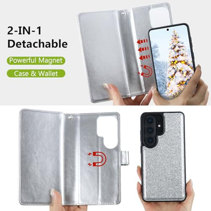 Varikke for Galaxy S26 Ultra Wallet Case Magnetic Detachable, Silver - color: Silver, size: Galaxy S26 Ultra 6.9"