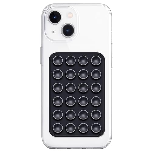 Anteel Silicone Suction Phone Case Mount, Non Slip Sticky Phone Grip for Cellphone, Silicon Adhesive Suction Cup Phone Mount, Strong Grip Holder for Selfies and Videos (Black) - color: Black