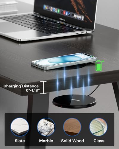Eazpower Invisible Wireless Charger, 0-30mm Under Desk Wireless Charger, Dual Uses On or Hidden Under Table Charging Pad for Nightstand for iPhone 17/17 Pro/17 Pro Max/17 Air/16/15/14/Samsung Phone