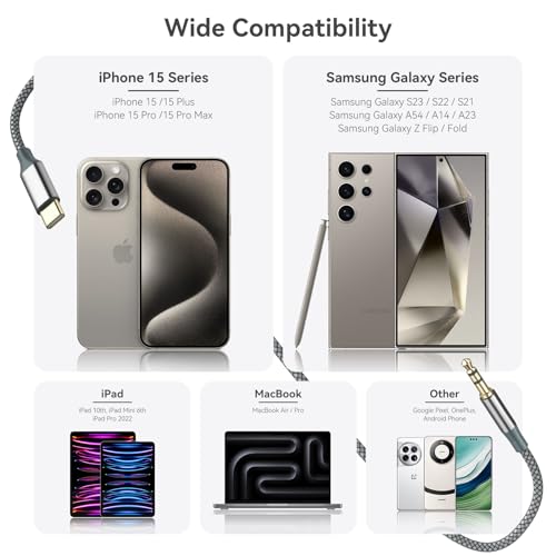 Henrety AUX to USB C Cable 3.3ft, USB C to 3.5mm Audio Aux Jack Cable for Car and Headphones(Black) - color: Black, size: 3.3Ft