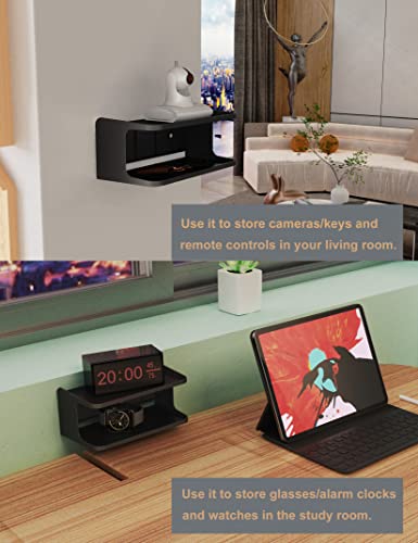 Bedside Wall Shelf Organizer, Small Bedside Shelf, (Black) - color: Black