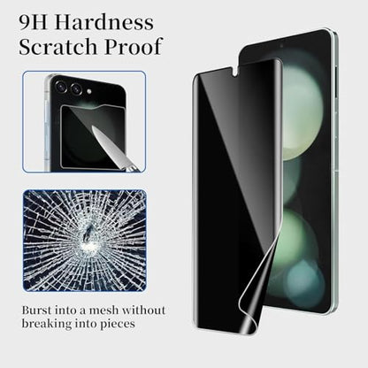 [1 Set] for Samsung Galaxy Z Fold 7 Privacy Screen Protector, Inner Anti-Spy Screen TPU Flexible Film + Back Privacy Glass Screen Protector Tempered Glass + Camera Lens Protector, Case Friendly - size: Galaxy Z Fold 7