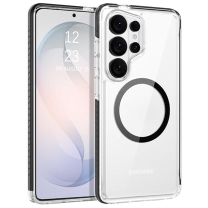 VENINGO for Samsung Galaxy S26 Ultra Case Magnetic, [Built-in TPU Cushion] Anti-Yellowing Clear Case,14FT Military Grade Drop Protection, Magnetic Ultra-Slim Shockproof Cover,Clear/Black - color: Black