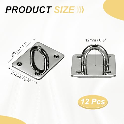 PATIKIL Metal Phone Charm Hook 1.1", 12Pcs Adhesive Square Shaped Phone Finger Grip Hook Smartphones Keychain Ring Charm Loop for DIY Tablet Case Accessories, Black - color: Black