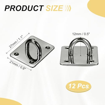 PATIKIL Metal Phone Charm Hook 1.1", 12Pcs Adhesive Square Shaped Phone Finger Grip Hook Smartphones Keychain Ring Charm Loop for DIY Tablet Case Accessories, Black - color: Black