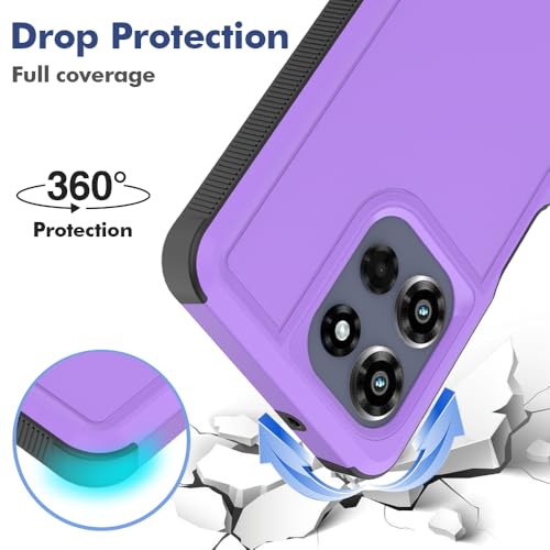 for Motorola Moto G Power 2026 / Moto G Power 2025 Case: Dual Layer Protective Heavy Duty Cell Phone Cover Shockproof Rugged with HD Screen Protector Military Protection Bumper Tough, Purple - color: Purple (PC) + Black (TPU)