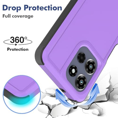 for Motorola Moto G Power 2026 / Moto G Power 2025 Case: Dual Layer Protective Heavy Duty Cell Phone Cover Shockproof Rugged with HD Screen Protector Military Protection Bumper Tough, Purple - color: Purple (PC) + Black (TPU)