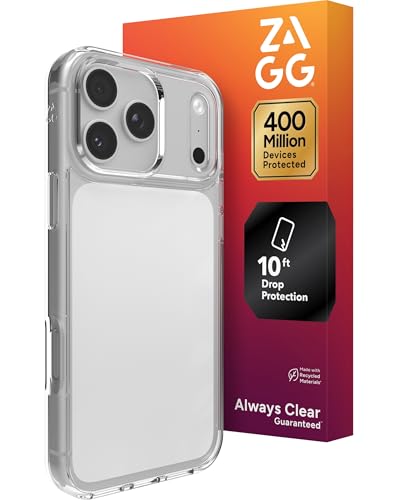 ZAGG Crystal Palace Lite Case for iPhone 17 Pro Max - Clear, Drop Protection (10ft/3m), Ultra-Slim & Lightweight, Sleek & Minimalistic Phone Case with Transparent Design, Anti-Yellowing Technology - size: iPhone 17 Pro Max, style: Without Magsafe