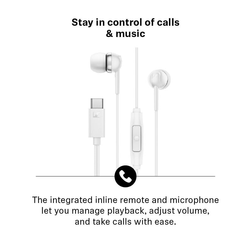 Sennheiser CX 80U in-Ear Headphones, USB C Connection, White - color: White