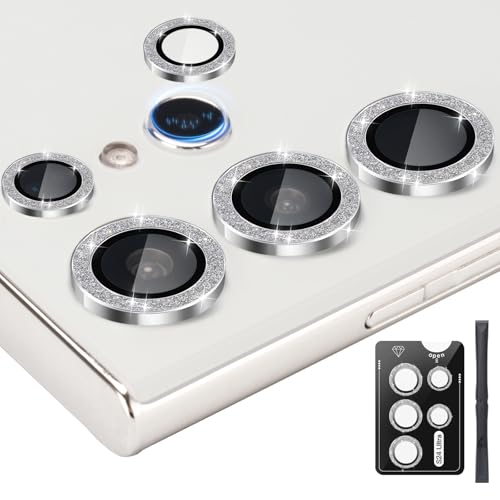 Camera Lens Protector for Samsung Galaxy S24 Ultra, Glitter Silver - color: Glitter Silver