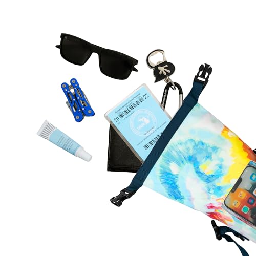 geckobrands Waterproof Phone Tote with 2L Dry Bag and Adjustable Strap – Protect Your Phone and Valuables While on The Go - color: Summer Tie Dye