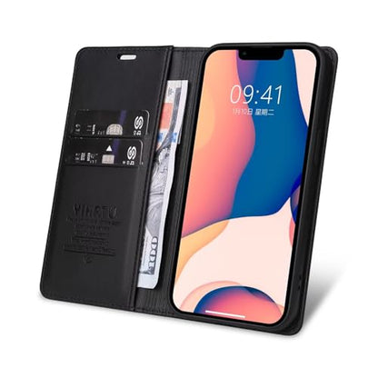 Caseurban Compatible with iPhone 13 Wallet Case PU Leather Flip Folio Case with Card Holder Magnetic Closure Shockproof Protective Phone Cover Black - color: Black, size: iPhone 13