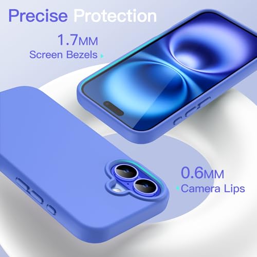 JETech Silicone Case for iPhone 16, Ultramarine | Silky Soft Touch, Shockproof Protection, Scratch Resistant, Microfiber Lining - color: Ultramarine, size: iPhone 16