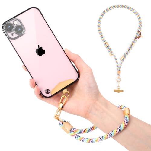 Cell Phone Lanyard,Adjustable Shoulder Crossbody Lanyard,Detachable Length Wrist Lanyard - color: Rainbow Color