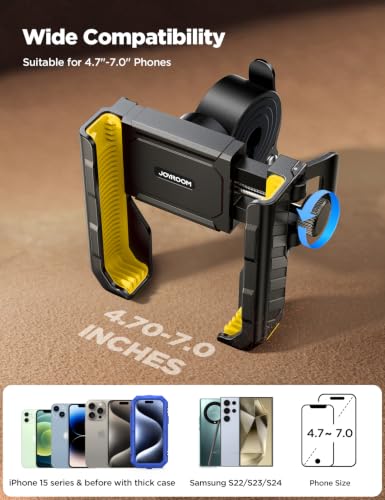 JOYROOM Motorcycle Bike Phone Mount, Camera Friendly Bike Phone Holder - color: Yellow