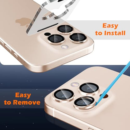 imluckies for iPhone 16 Pro - iPhone 16 Pro Max Camera Lens Protector, AR+AF Tempered Glass, 9H Ultra-Tough Metal Individual Lens Cover, HD Clear Camera Accessories, Case Friendly - Desert Titanium - color: Desert Titanium