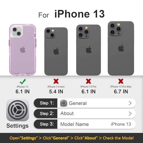 Follaroma for iPhone 13 Case, Shockproof, Crystal Purple | Heavy Duty Shockproof Protection Phone Cases, Anti-Drop, Dual Layer Transparent Rugged Protective Cover, 6.1 inch - color: Purple, size: iPhone 13 6.1’