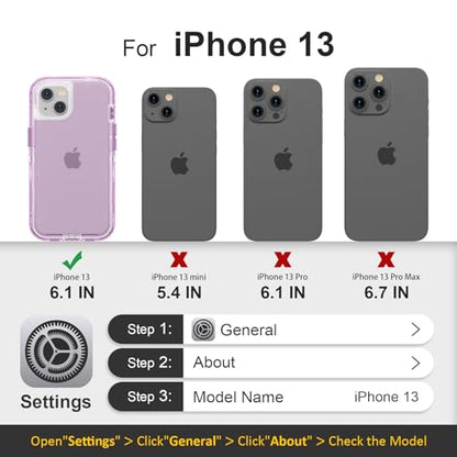Follaroma for iPhone 13 Case, Shockproof, Crystal Purple | Heavy Duty Shockproof Protection Phone Cases, Anti-Drop, Dual Layer Transparent Rugged Protective Cover, 6.1 inch - color: Purple, size: iPhone 13 6.1’