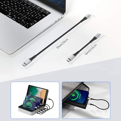 6 Inch Lightning Charger Cable, Short USB C to Lightning Cord for iPhone 14 - size: 0.5 Feet