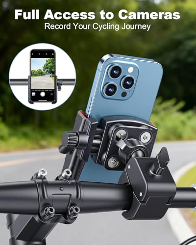 Bike Phone Holder Motorcycle Phone Mount, [Vibration Dampener][Camera Friendly] [1s Lock] Bicycle Phone Holder Handlebar Mount Cell Phones Holder for E-Bike/Stroller/Scooter Fits 4.7''-7'' Phone