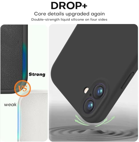 Vooii Compatible with iPhone 16 Plus Case, Liquid Silicone Upgrade [Camera Protection] [Soft Anti-Scratch Microfiber Lining] Shockproof Phone Case for iPhone 16 Plus 6.7 inch - Black - color: Black, size: iPhone 16 Plus