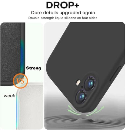 Vooii Compatible with iPhone 16 Plus Case, Liquid Silicone Upgrade [Camera Protection] [Soft Anti-Scratch Microfiber Lining] Shockproof Phone Case for iPhone 16 Plus 6.7 inch - Black - color: Black, size: iPhone 16 Plus