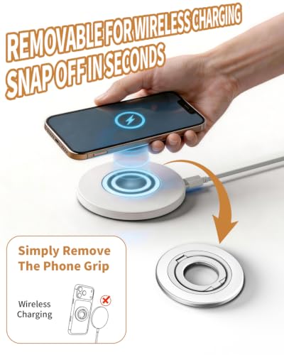 Ultra-Thin Magnetic Phone Ring Holder Grip for Magsafe Accessories - color: silver