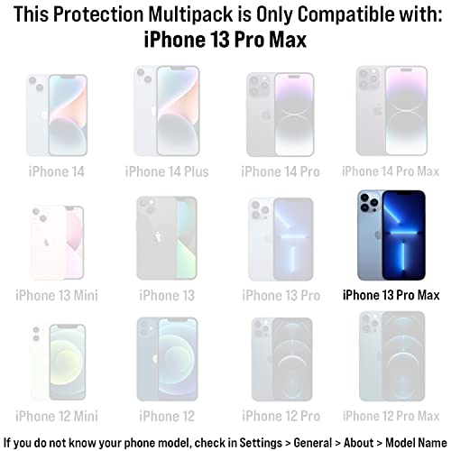 Scooch® Tempered Glass Multipack for iPhone 13 Pro Max, 3 Screen Protectors and 2 Camera Lens Protectors, Premium 9H Tempered Glass, Anti-Scratch, Anti-Fingerprint, Impact Resistant - size: iPhone 13 Pro Max
