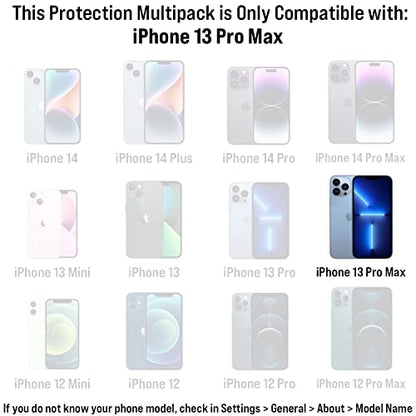 Scooch® Tempered Glass Multipack for iPhone 13 Pro Max, 3 Screen Protectors and 2 Camera Lens Protectors, Premium 9H Tempered Glass, Anti-Scratch, Anti-Fingerprint, Impact Resistant - size: iPhone 13 Pro Max