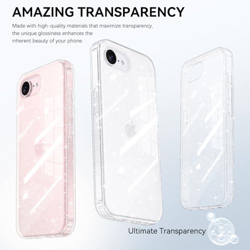 YINLAI for iPhone 17e, 16e Case 6.1-Inch- Clear Glitter - color: Clear Glitter, size: iPhone 17e/16e 6.1"