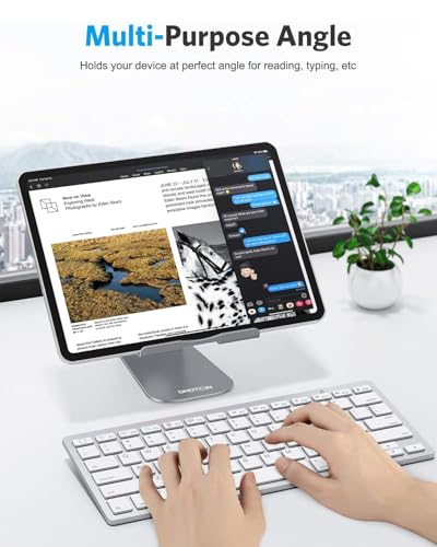 OMOTON T1 Adjustable Tablet Stand for Desk, Aluminum Holder for iPad Grey - color: Grey