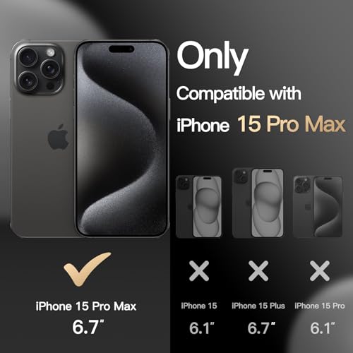 JETech Rugged Case for iPhone 15 Pro Max, Black | Dual-Layer Protection, Heavy-Duty Shockproof Design, Matte Finish